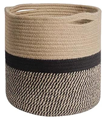 YDQUANI Baumwolle Seil Pflanzenkorb für Blumentopf Indoor-Pflanzgefäße, 25 x 25 cm Jute faltbar Lagerung Korb Organizer Modernes Dekor Haushalt Wäschekorb