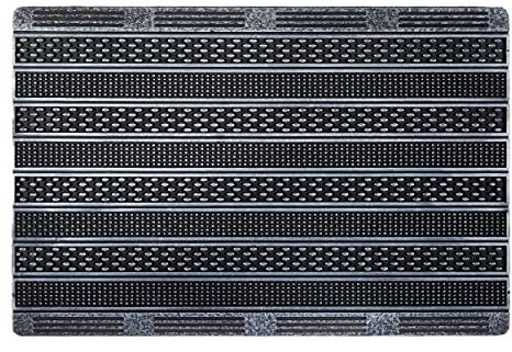 Astra Fußmatte innen & außen - Rubic Eingangsmatte Gummi Sauberlaufmatte - Türmatte für den Außenbereich - rutschfeste Schmutzfangmatte 40x60 cm Silber