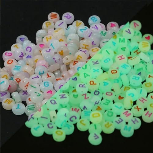 600 Stück Acryl-Alphabet-Buchstaben-Perlen, Leuchtende Buchstaben-Perlen, Die Im Dunkeln Leuchten, Für Die Herstellung von Armbändern, Halsketten Und Schmuck