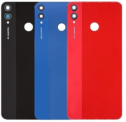 SHOWGOOD para Huawei Honor 8X JSN-L21 Batería Cubierta trasera Panel de vidrio para Honor 8X Batería Cubierta trasera piezas de repuesto (rojo con lente)