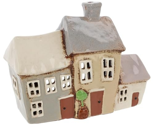 Shudehill Giftware Village Pottery Teelichthalter für 3 Gartenhäuser, Grau