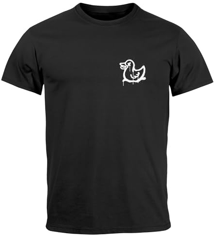 Neverless® Herren T-Shirt Drippy Duck Ente Graffiti Style Printshirt Fashion Streetstyle Schwarz S