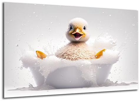DARO Design - Toiletten-Bild auf 6mm HDF 40x30 cm Baby Ente in der Badewanne - Wand-Deko Bilder Lustiges Geschenk