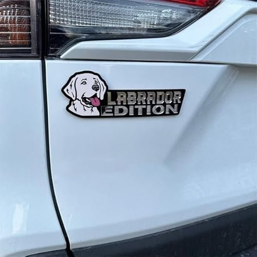 Auto-Abzeichen mit Hunde-Edition, Laserschnitt, 3D-Auto-Abzeichen, Auto-Aufkleber, lustige Tierdekoration, Autozubehör, Geschenke für Auto, LKW, Wohnmobil, Boot, Außendekoration (Labrador)