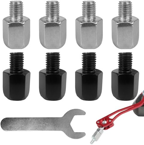 8 Stück M10 Rechtsgewinde auf M8 Rechtsgewinde Motorrad Motorroller Spiegel Adapter spiegeladapter m10 auf m8 (M10 bis M8),mit kleinen Schraubenschlüssel (Schwarz,Silber)