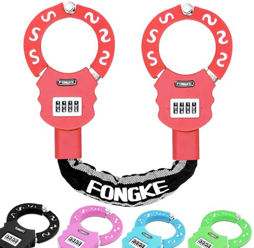 E Scooter Schloss Zahlenschloss, 8mm Handschellenschloss Ohne Schlüsse, Fahrradschloss Hohe Sicherheit, Anti-Diebstah Kabelschloss, Schloss für E Scooter Xiaomi, Segway Ninebot und Andere (Rot)