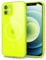 Svanove for iPhone 12 Case Clear Compatible with Magsafe, Fluorescent Transparent Magnetic Magnet Mag Case, Slim Thin Bright Silicone Grip & Shockproof Bumper Camera Cover, Neon Green Lime