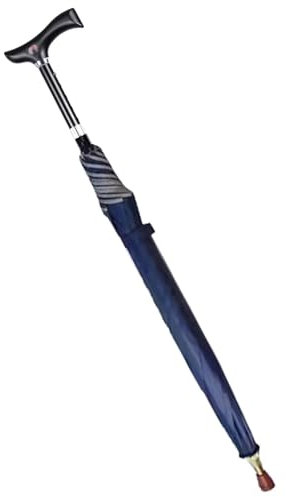 Wzmazingly 2-in-1 Spazierstöcke Regenschirm, Höhenverstellbar Gehstöcke Krücke Regenschirm, Windschutz-Rippen Stützschirm Für Draußen Klettern, Wandern(Blue)