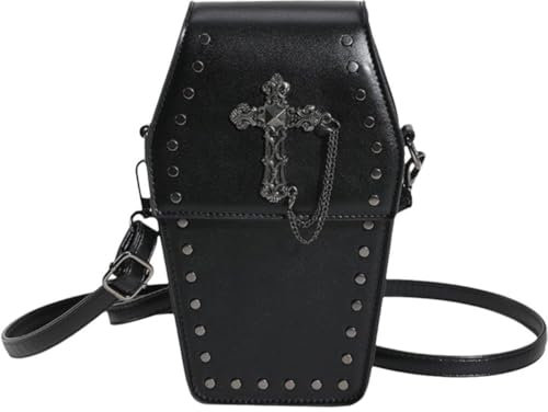 Dianzan Sarg-umhängetasche, Halloween-geldbörse, Handytasche, Pu-Leder, Y2k-kuriertasche, Kreuznieten, Vielseitige Tasche Für Männer Und Frauen