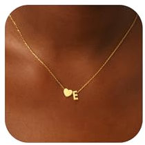 RMMD Kette mit Buchstaben Damen - 18K Vergoldet Goldkette Initialen E Halskette Damen Gold Kette mit Buchstaben Personalisierte Gold Schmuck Geschenke für Frauen Mädchen