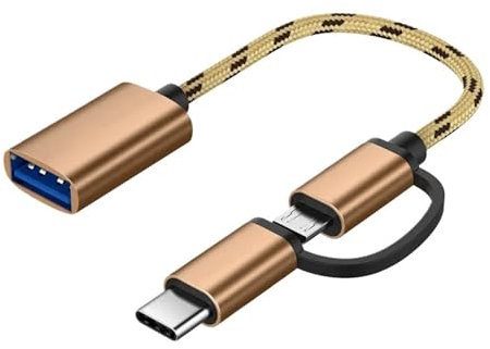 CTCOIJRN 2 in 1 USB 3.0 OTG Adapter Type C M1cro USB to USB 3.0 Adapter Cable OTG Convertor Fit Compatible Gamepad Flash Disk Type-C OTG USB Cable(Gold)