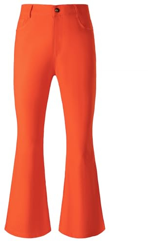 JOGAL Herren Schlaghose 70er Jahre Karneval Disco Outfits Ausgestellte Hose Groß Orange