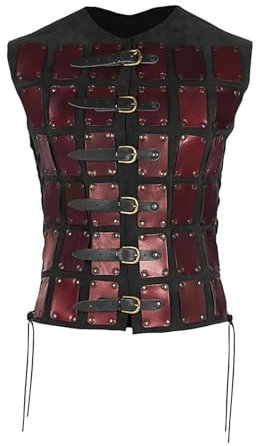 Perfeclan Brustpanzer Ritter Kostüm Steampunk Dekorative Samurai Rüstung Brustpanzer für Party LARP Rollenspiel Ritter, Rot