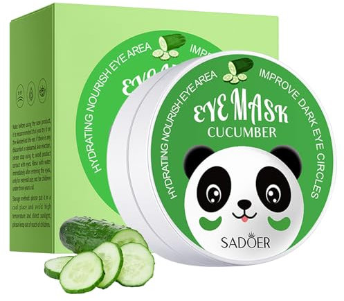 Parches Ojos Bolsas y Ojeras 60 Piezas, Máscara de Ojos de Colágeno, Pepino Mascara Para Los Ojos, Parches Contorno de Ojos, Antiojeras, Anti Edad, Hinchazón, Quitar Bolsas de Ojos