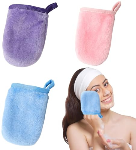 XYTAHDM 3 Stück Mikrofaser Reinigungstuch Gesicht,Flanell Weicher Waschhandschuh Wiederverwendbare,Abschminkhandschuh,Gesichtsreinigungstücher,Make Up Entferner Tuch