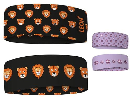 Kinder Stirnband – Nachhaltig, Nahtlos, Elastisch (Orange Schwarz) (Tiger & Löwen (Orange Schwarz), Kinder)