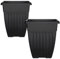 Large Tall Planter Square Plastic Garden Flower Plant Pot for Patio Garden or Indoor Plants Black (2)
