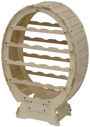MA MAISON Portavini 18 Bottiglie a Forma di Botte Ovale 73x52x23 cm- Inserimento Orizzontale, Cantina, Botticella, Portabottiglie, Scaffale, Soggiorno - In Legno Rustico