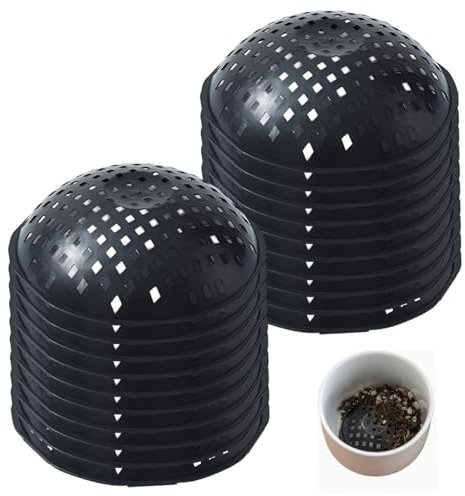 Rachlicy 20Pcs Planting Grid with Drainage Holes 3 Inch Leakproof Plastic Bowl Shape Planter Inserts for Large Pots Round Drainage Mesh Pad for Home Garden