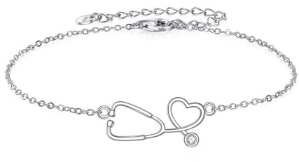 ONEFINITY Stethoskop Armband 925 Sterling Silber Krankenschwester Armband Stethoskop Schmuck Geschenke für Frauen NR Krankenpflege Arzt Graduierung Medizinstudent