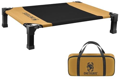 OneTigris Elevated Dog Bed for Large Dogs, Raised Dog Cot Beds Fits Up to 150 LBs,Heavy Duty Pet Cots with Durable Supportive Teslin Recyclable Washable Mesh,Indoor & Outdoor DOG Bed(51x36in)