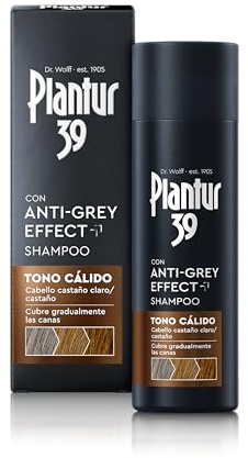 Plantur 39 Anti-Grey effect 5,6-DHI & Caffeine Shampoo Tono Cálido 1 x 200ml | Cabello gradualmente más oscuro y fuerte | Disimula las canas de forma controlada