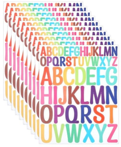 10 Blatt Buchstaben Aufkleber, 520 Stück Klebebuchstaben Wetterfest Sticker, Bunt Buchstaben Sticker, Schriftzug Aufkleber Wunschtext für Selbstklebendes Geschenk/Notizbuch/Etikett