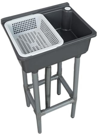 Lavabo de baño de 43 x 32 x 83 cm, lavabo de resina para baños e inodoros, ahorra espacio para lavadero y muebles de garaje