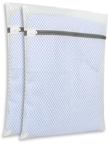 Dreamil Wäschesäcke, 2 Stück Haltbarer Mesh Mit Reißverschluss Wäschesäcke, Reise-Wäschenetz, Verformung Und Falten Der Kleidung Zu Verhindern Für pullover, hemden, unterwäsche（3 größen） ((L 50*60cm))