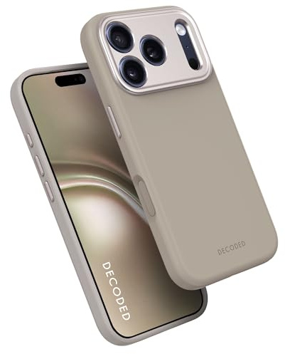 DECODED Silicone Case for iPhone 17 Pro Max, Premium Soft-Touch, Antibacterial Coating, MagSafe Compatible, Drop Protection, Scratch Resistant, Metal Buttons, Brown
