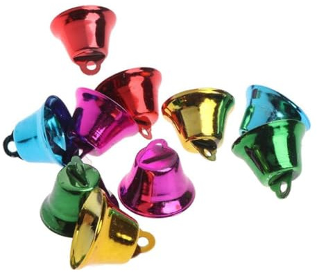 NUOBESTY 20 Stück Windspielglöckchen 32mm Aus Eisen Leichtes Vogelspielzeug Selbstgemacht Zubehör Bunte Haustierglocken Für Papageien Hängend Als Fenster Und Weihnachtsbaumschmuck