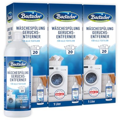 Bactador Hygienespüler Wäsche 3 x 1L- Wäschespülung Geruchsentferner - Mikrobiologischer Enzymreiniger & Geruchsentferner Wäsche - Hygiene Waschmittel für alle Textilien - Geruchsneutralisierer