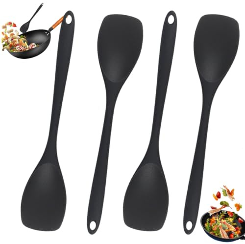 DASHUI 4 Stück Kochlöffel Silikon 27 cm, Antihaft Kochlöffel Hitzebeständig Bis 230°C für Camping Essen Kochen Rühren Backen