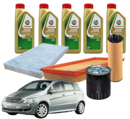 kit tagliando compatibile con mercedes classe a w169 b w245 160 180 200 cdi 5l olio motore + 4 filtri