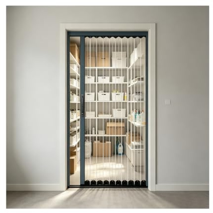 Porta Dell'armadio Pieghevole Senza Foratura, Porta Scorrevole A Fisarmonica Alta Da 80, Per Camera Da Letto Soggiorno Bagno Cucina Guardaroba, Personalizzato(Gray,24x80)