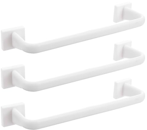 DINHEAROM Porta Asciugamani senza Foratura Bianco Bagno in Plastica 3 Pezzi Ventosa Supporto Resistente per Asciugamani e Panni Adatto per Bagno e Casa