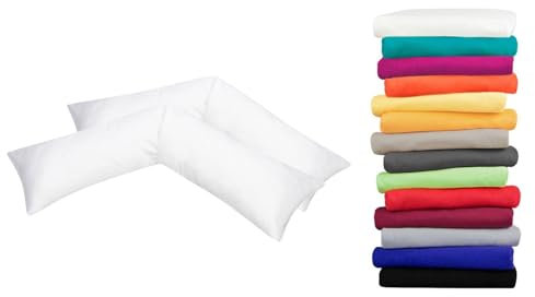 Moon Luxury Linon 2er Pack Kissenbezug für Seitenschläferkissen 40x145 weiß, Kissenhülle 100% Baumwolle