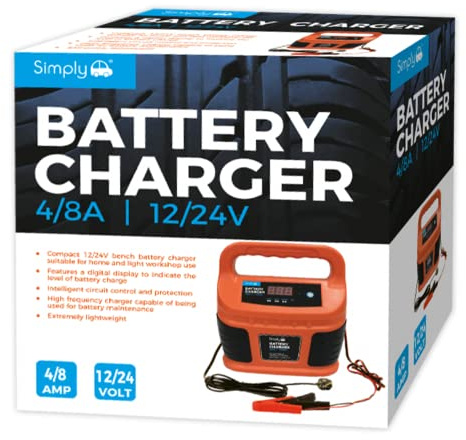 Simply SABC8 Lightweight Portable Automatic Battery Charger 12/24V
