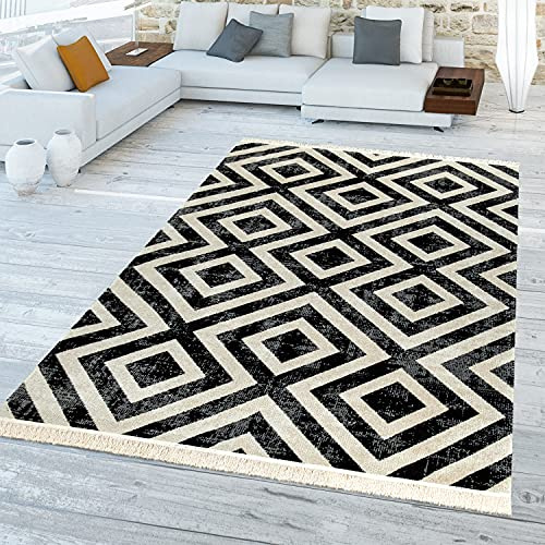 TT Home In-& Outdoorteppich Wetterfest Balkon Teppich Küche Rauten Design Soft Skandi Design Geometrisches Design, Größe:120x170 cm