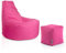 PATCH HOME Gamer Sessel inkl. Würfel Bean Bag Set Ø80cm, 30cm Sitzhöhe, 90cm Höhe + 35x35cm Würfel Pink