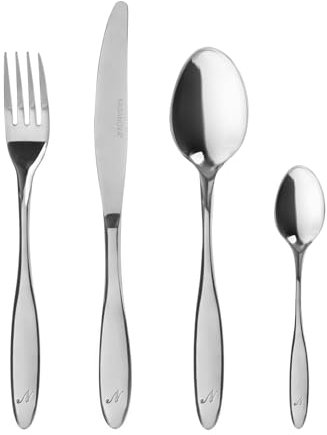 KASANOVA Set 4 posate Benny Setti lettera N in acciaio inox con incisione grigio