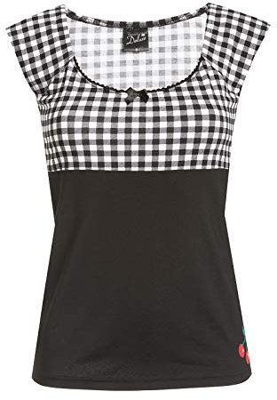 Pussy Deluxe Plaid Evie Damen T-Shirt schwarz/weiß, Größe:XL