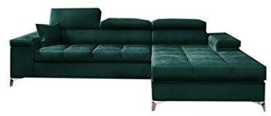 Ecksofa mit Schlaffunktion mit Bettkasten Sofa Couch L-Form Polstergarnitur Wohnlandschaft Polstersofa mit Ottomane Couchgranitur mit Bettfunktion - Ronaldo (dünkelgrün(monolith 37), Ecksofa Rechts)