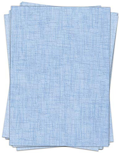 50 Blatt Briefpapier (A4) | Leinen Strukur Look Blau | Motivpapier | edles Design Papier | beidseitig bedruckt | Bastelpapier | 90 g/m²