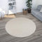 Paco Home Teppich Wohnzimmer Schlafzimmer Esszimmer Kurzflor Moderne Optik Einfarbig Pastell, Grösse:120 cm Rund, Farbe:Creme