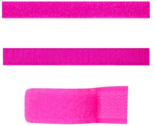 SIMON PIKE 1m x 1,5 cm Klettband neonpink (Flausch und Haken im Set), zum Aufnähen, hohe Verschlusskraft, wiederverschließbar, frei zuschneidbar