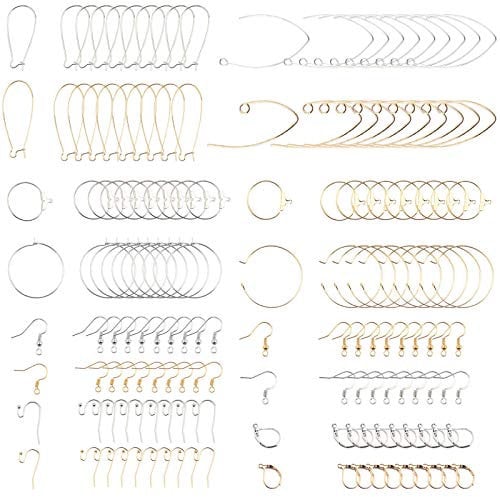 SUNNYCLUE 1 Box Kidney Ear Wires Lever Back Beading Hoop Earring Findings Fish French Earring Hook Earwire for DIY Dangle Earrings Jewellery Making Hypoallergenic,Mixed Color