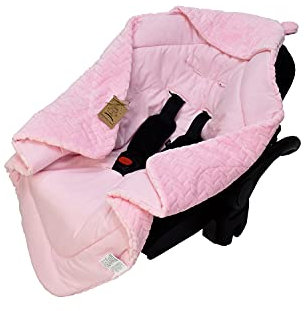 DANKA® Einschlagdecke für Babyschale, Kinderwagen, Kindersitze und Maxi Cosi - Baby Decke für Neugeborene, 80x80cm, mit Kapuze und Klettverschluss für Winter und Sommer, ganzjährig - Rosa