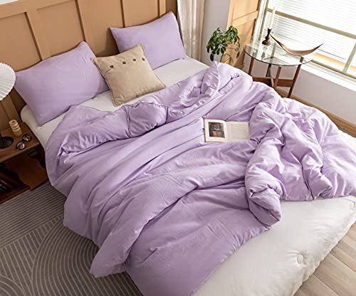 ROSGONIA Bettwäsche-Set für King-Size-Betten, Lavendel, 3-teilig (1 lila Boho-Bettdecke und 2 Kissenbezüge), weiche Bettwäsche, leichte Tagesdecke, Decke, Steppdecken, Geschenke