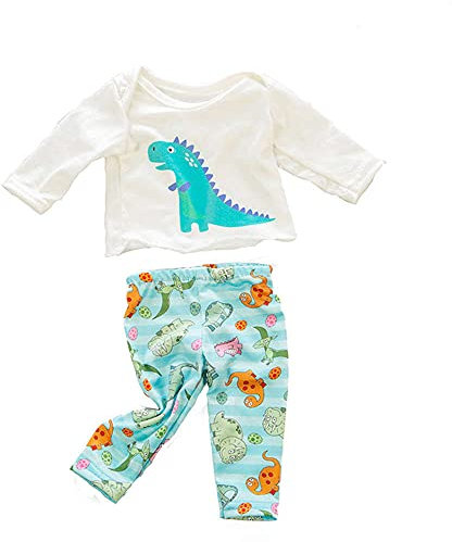 GIVBRO Puppenkleidung für 43 cm große Puppen, verkleiden sich Tiere, bedruckt, langärmelig, T-Shirt, Hose, Kostüm-Zubehör (#B)